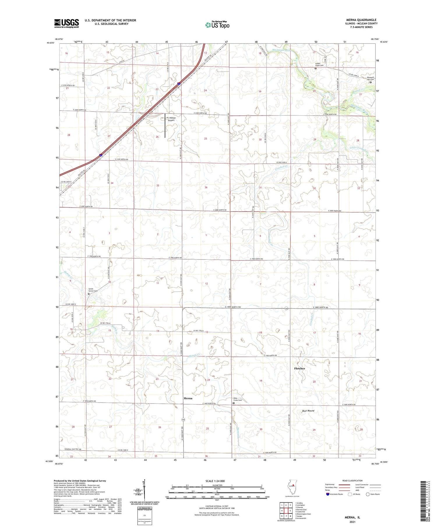 Merna Illinois US Topo Map Image