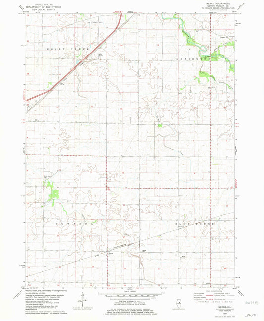 Classic USGS Merna Illinois 7.5'x7.5' Topo Map Image