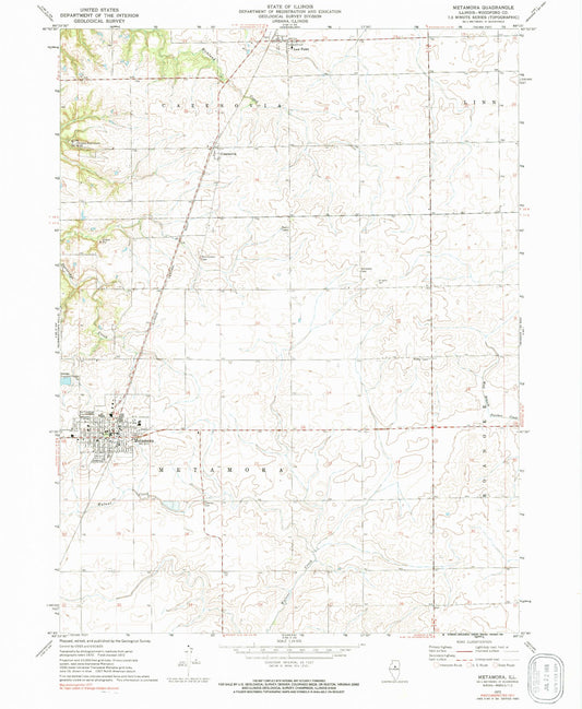 Classic USGS Metamora Illinois 7.5'x7.5' Topo Map Image