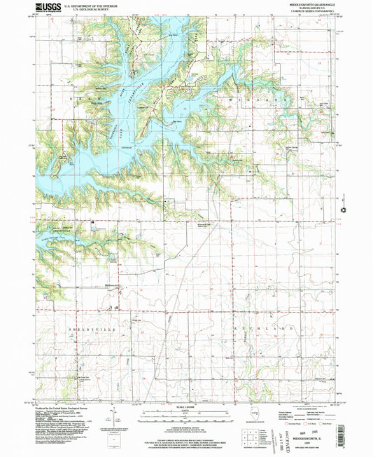 Classic USGS Middlesworth Illinois 7.5'x7.5' Topo Map Image