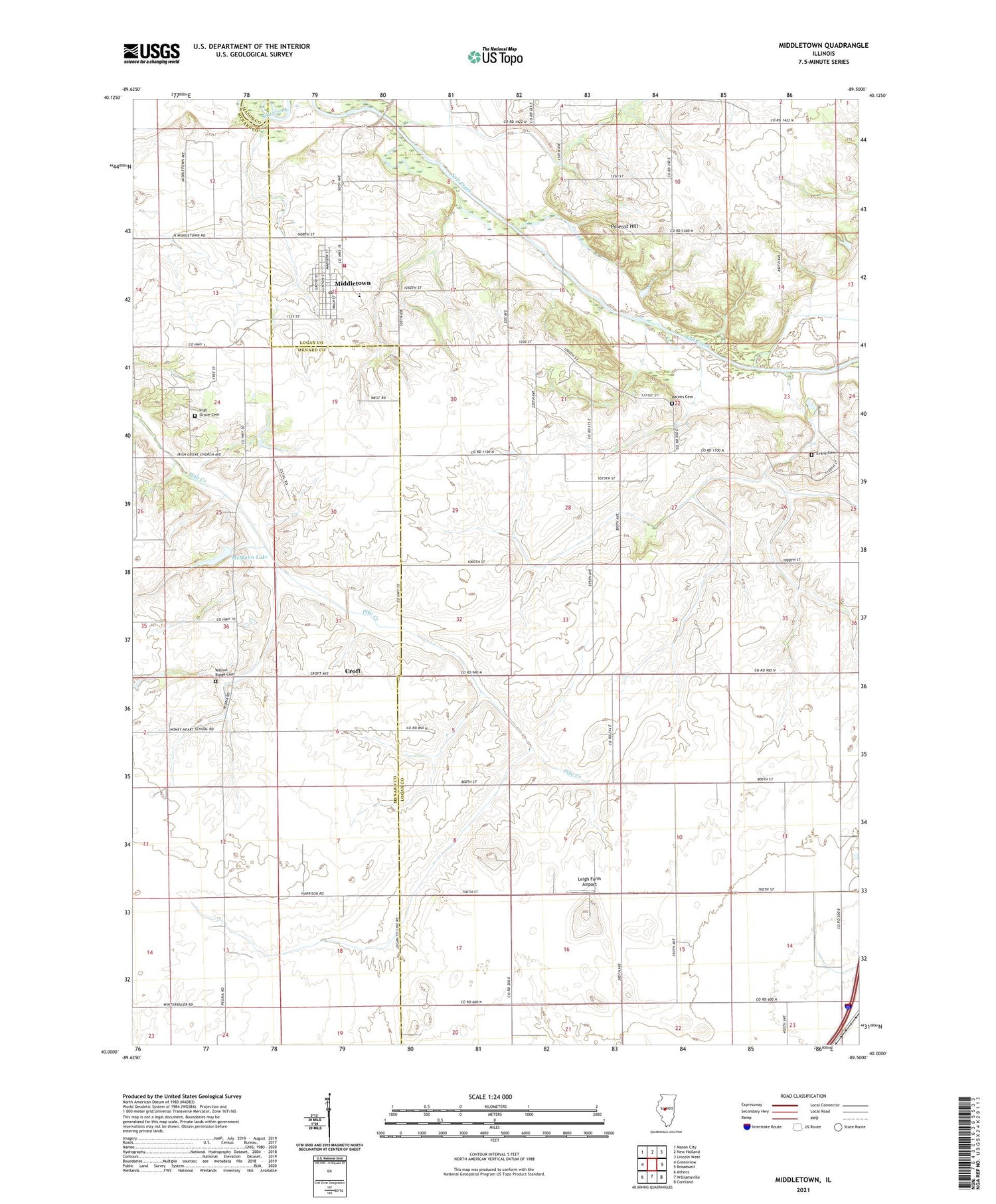 Middletown Illinois US Topo Map Image