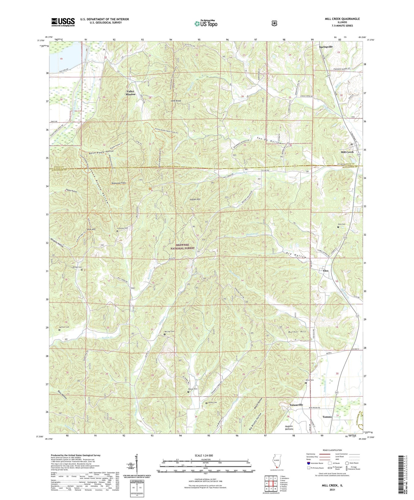 Mill Creek Illinois US Topo Map Image