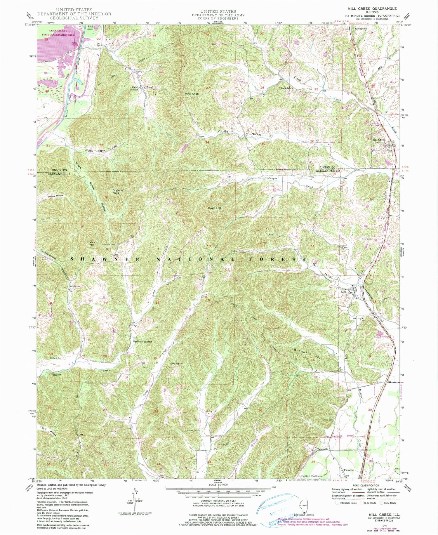 Classic USGS Mill Creek Illinois 7.5'x7.5' Topo Map Image