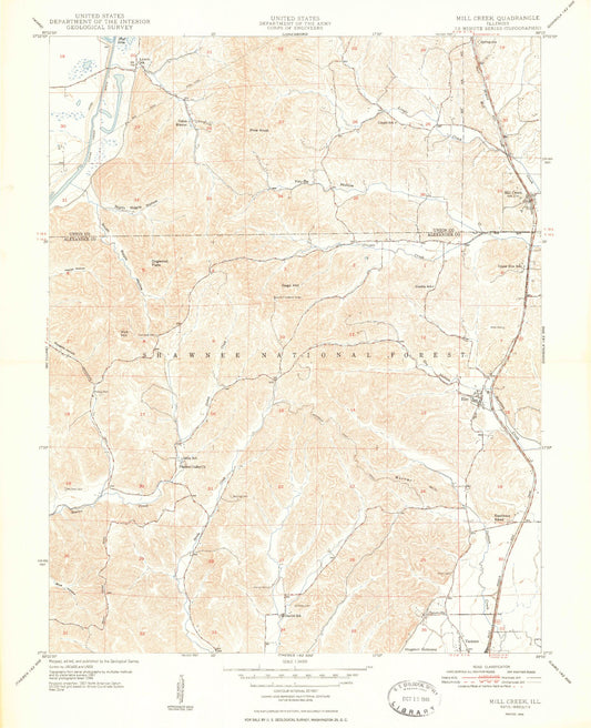 Classic USGS Mill Creek Illinois 7.5'x7.5' Topo Map Image