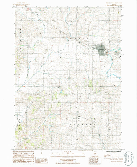 Classic USGS Milledgeville Illinois 7.5'x7.5' Topo Map Image