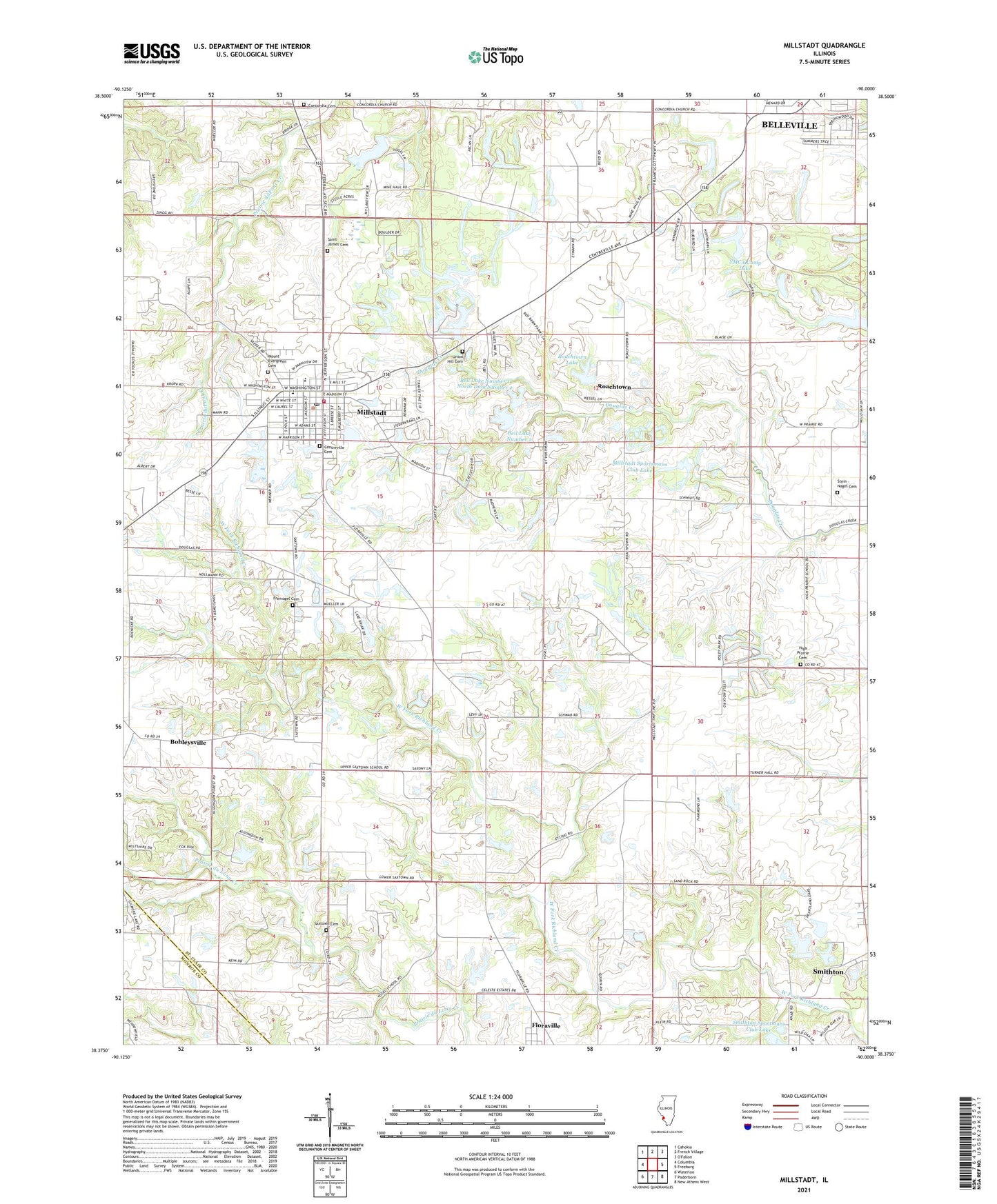 Millstadt Illinois US Topo Map Image