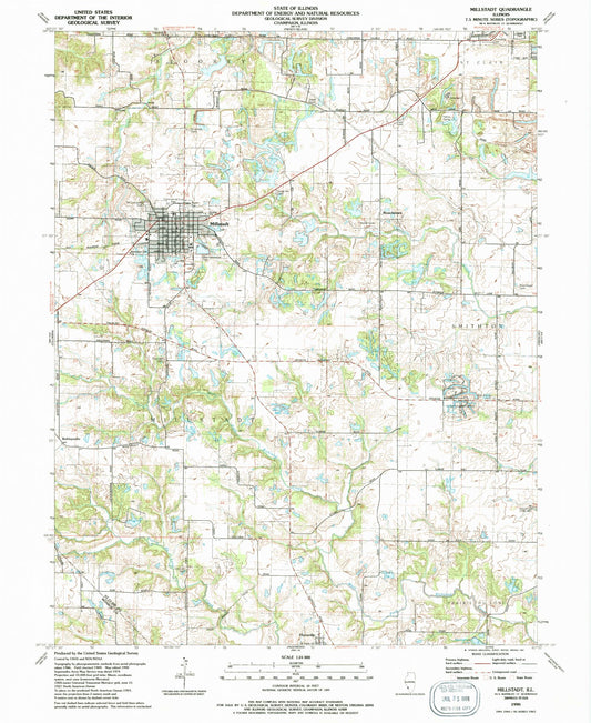 Classic USGS Millstadt Illinois 7.5'x7.5' Topo Map Image