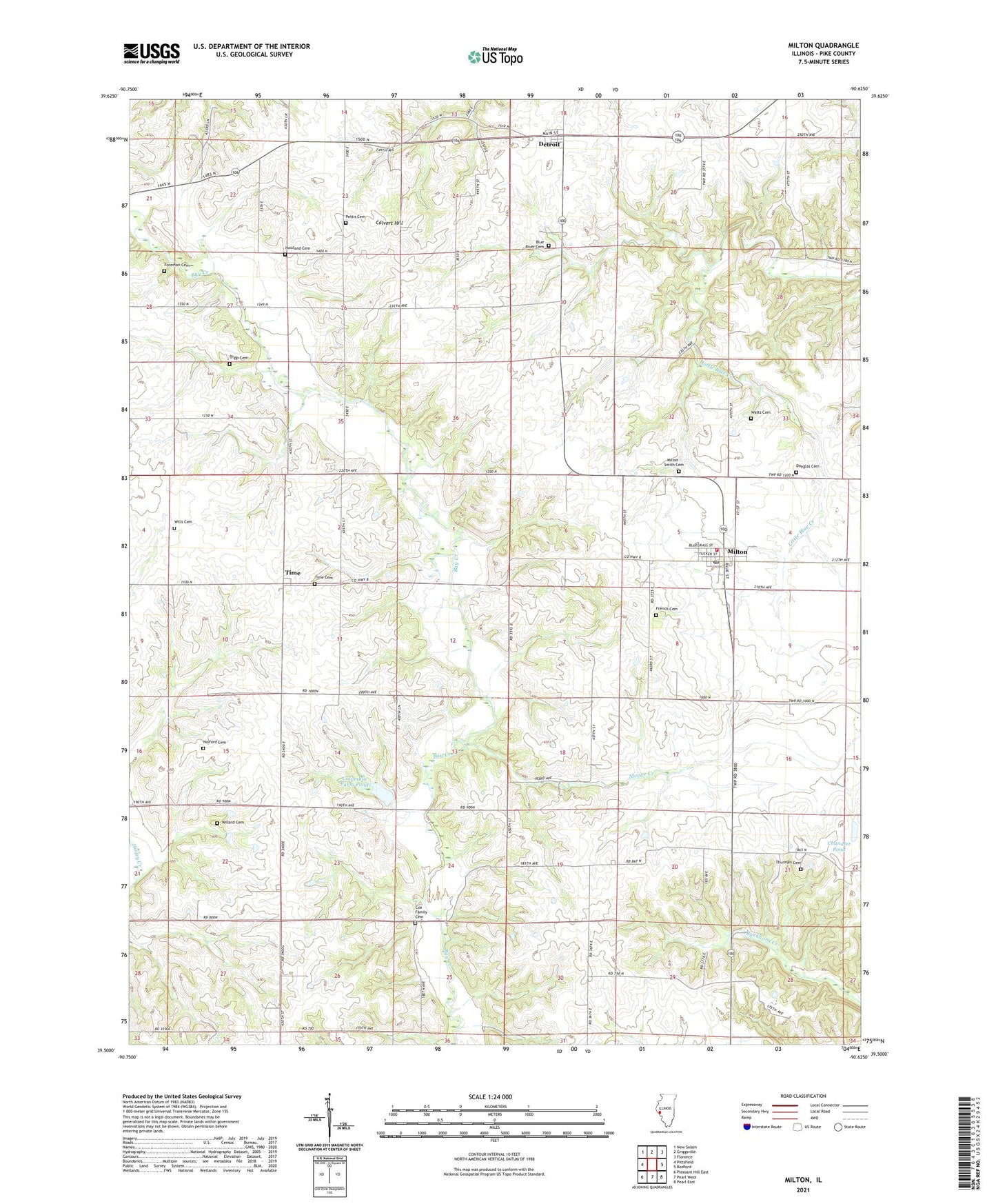 Milton Illinois US Topo Map Image