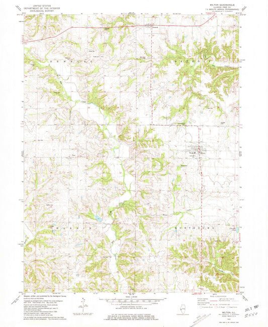 Classic USGS Milton Illinois 7.5'x7.5' Topo Map Image