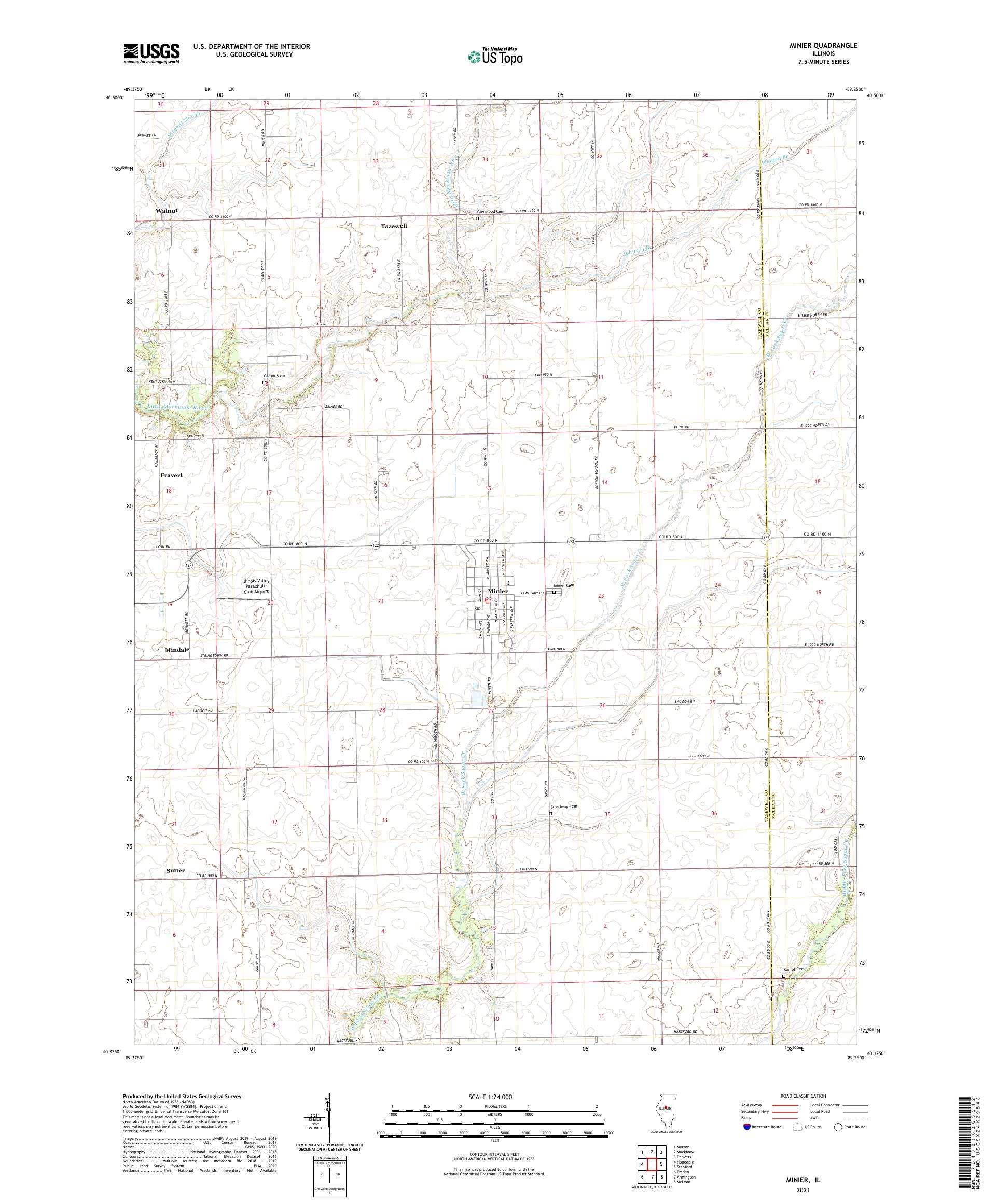 Minier Illinois US Topo Map – MyTopo Map Store