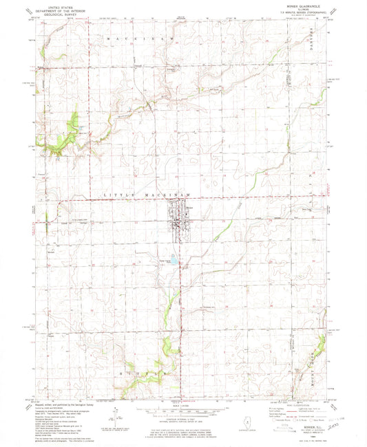 Classic USGS Minier Illinois 7.5'x7.5' Topo Map Image