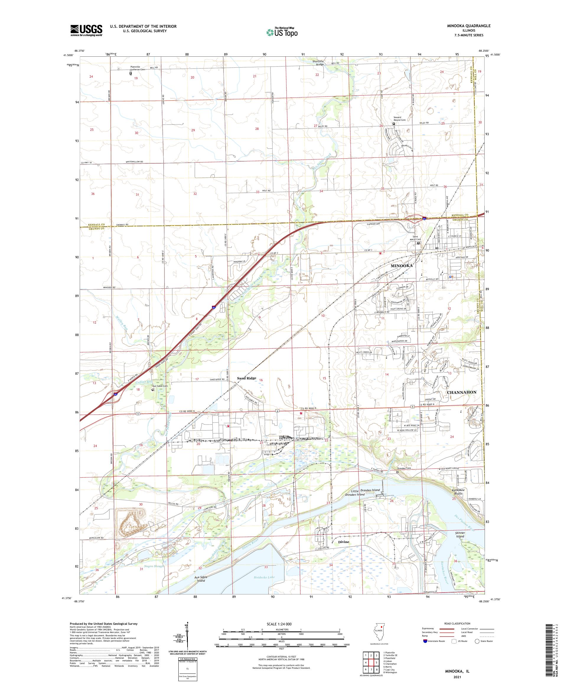 Minooka Illinois US Topo Map – MyTopo Map Store