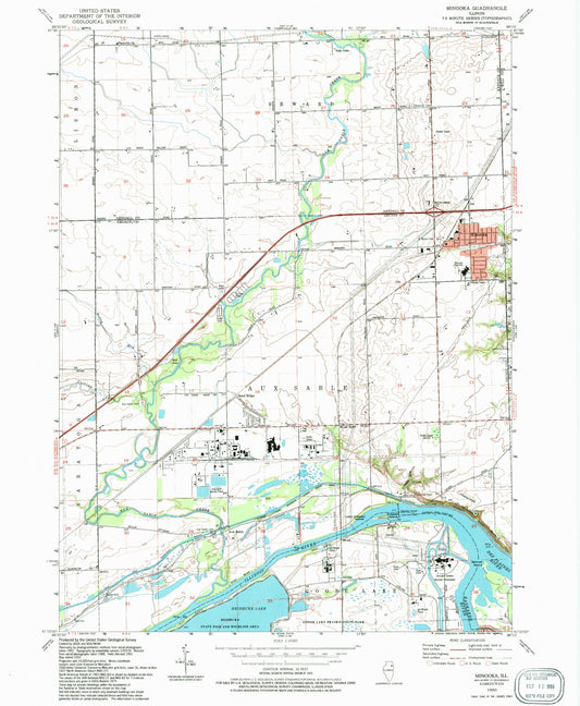 Classic USGS Minooka Illinois 7.5'x7.5' Topo Map Image