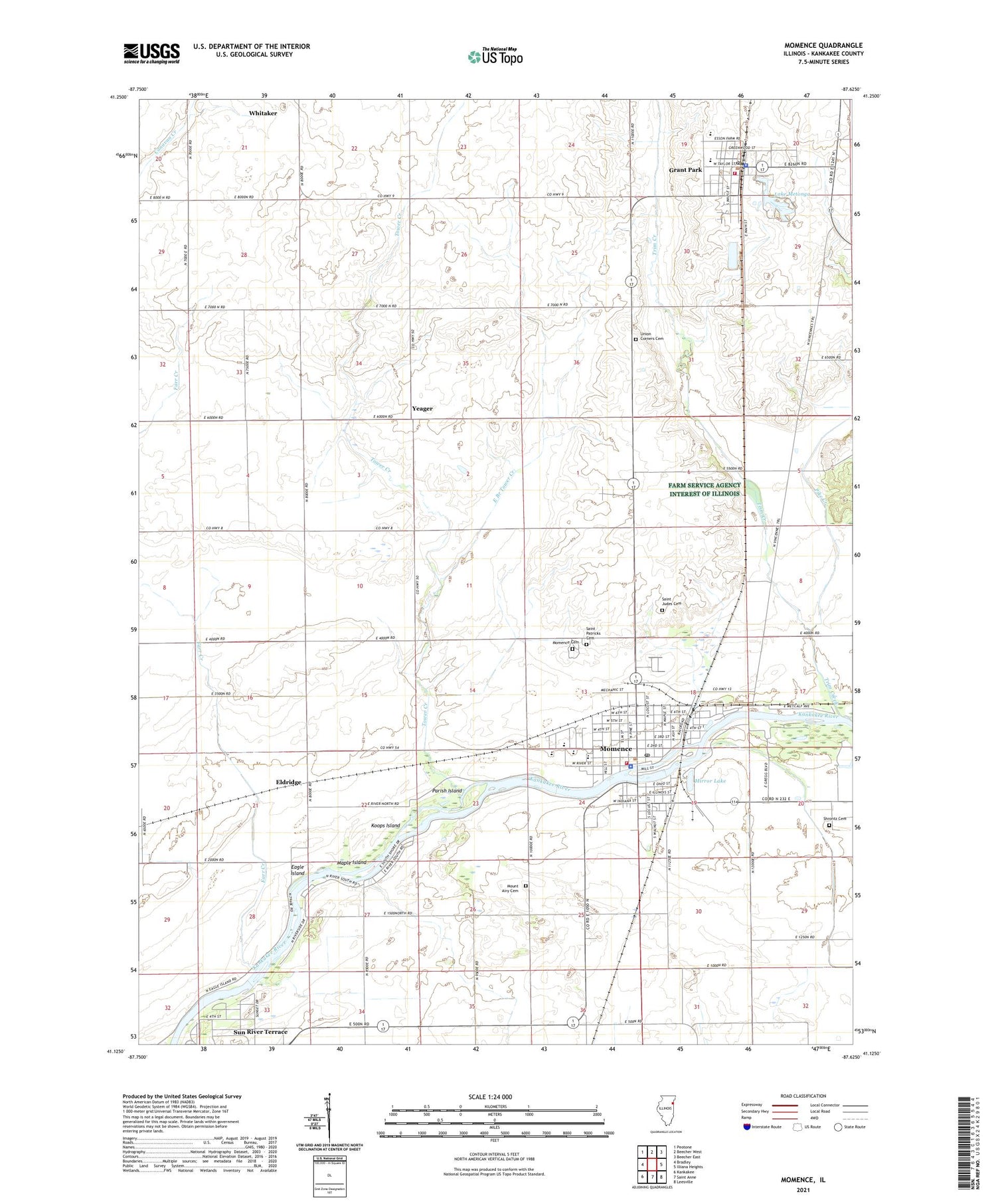 Momence Illinois US Topo Map Image