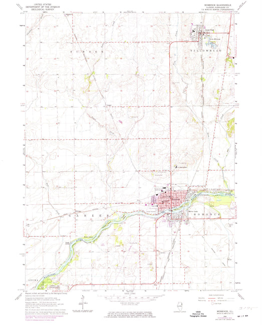 Classic USGS Momence Illinois 7.5'x7.5' Topo Map Image