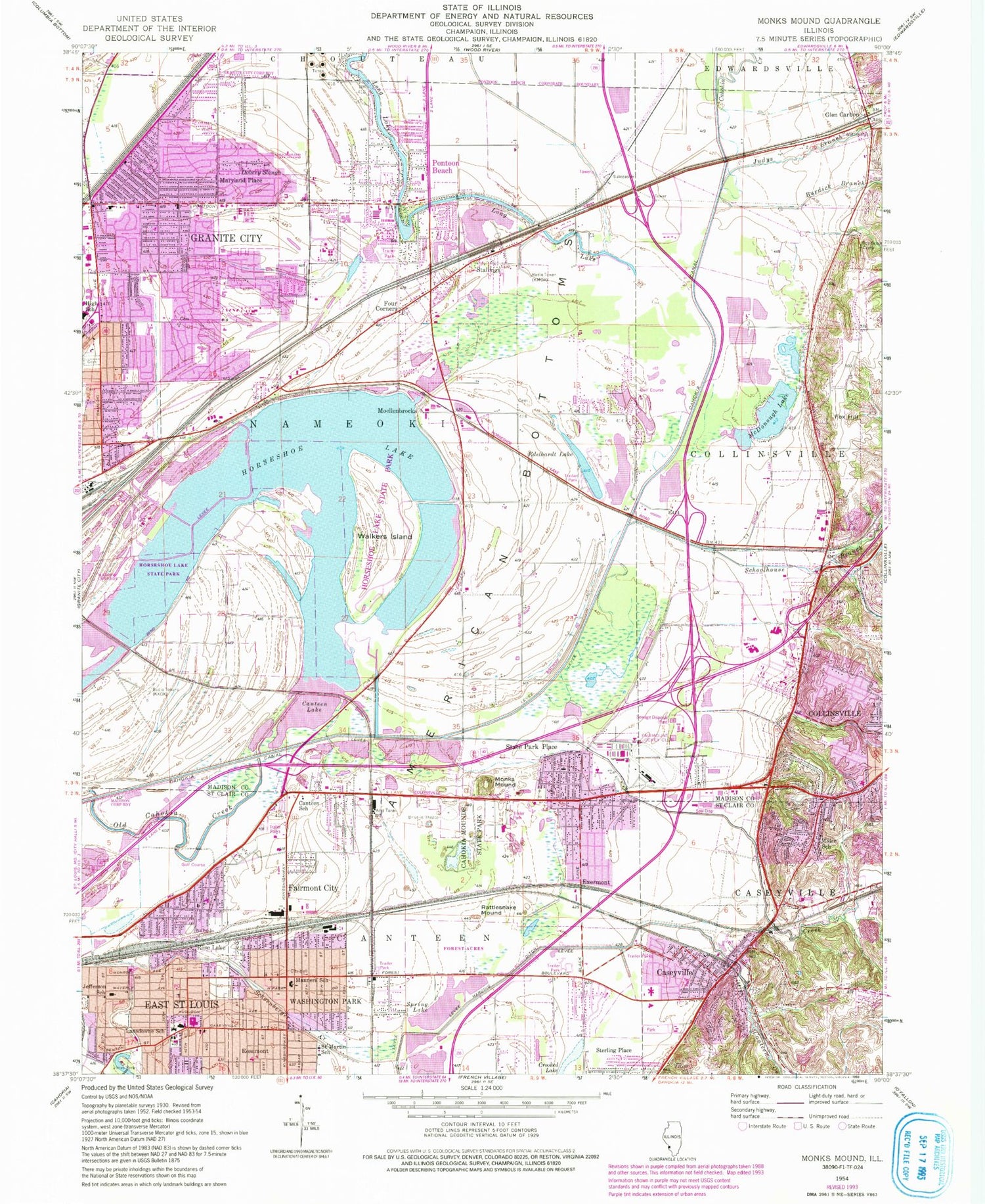Classic USGS Monks Mound Illinois 7.5'x7.5' Topo Map Image