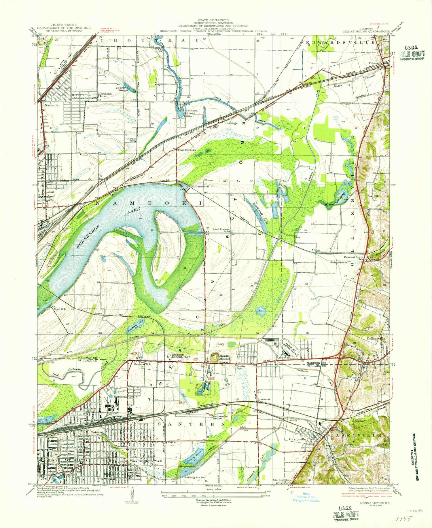 Classic USGS Monks Mound Illinois 7.5'x7.5' Topo Map Image