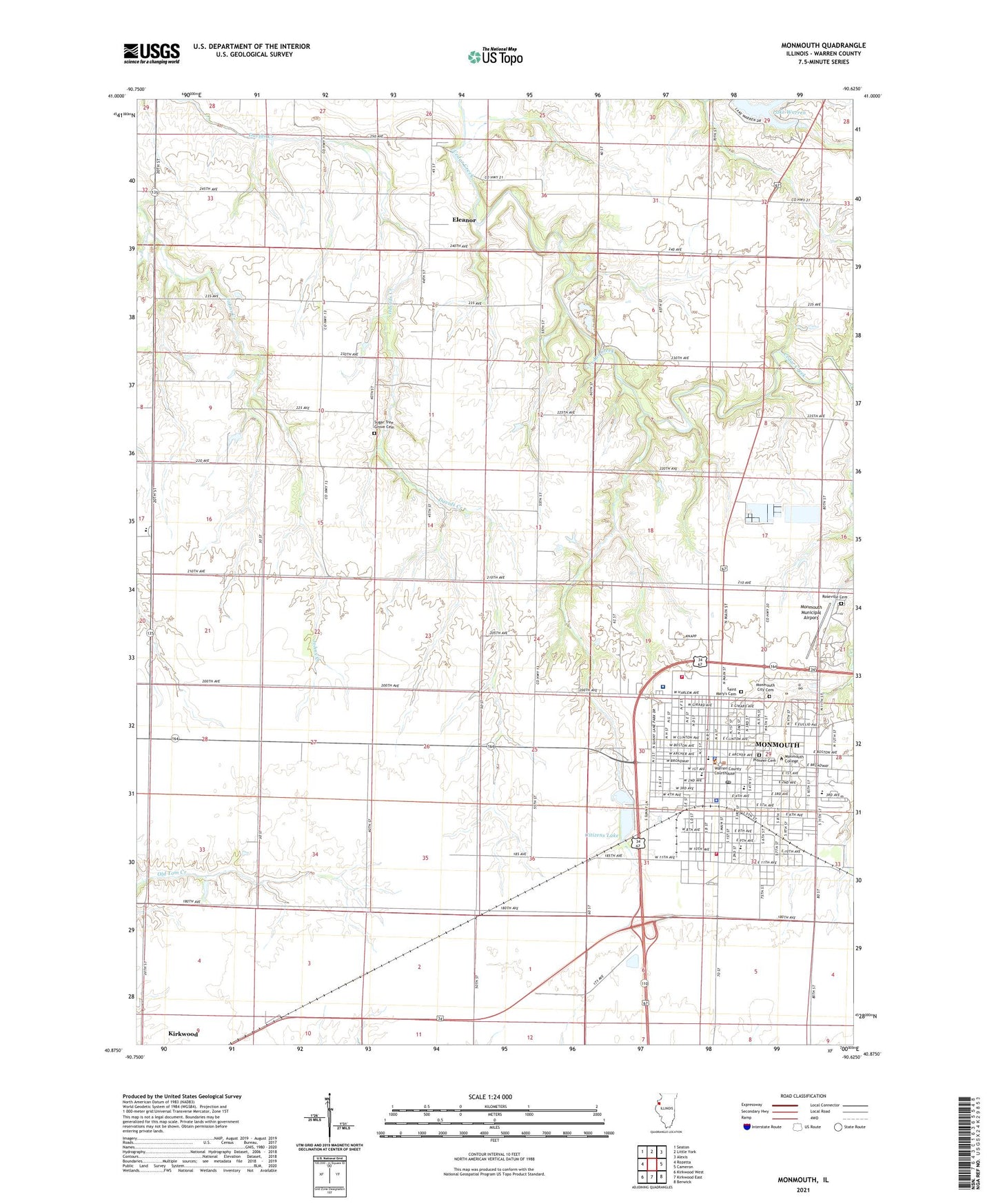 Monmouth Illinois US Topo Map Image