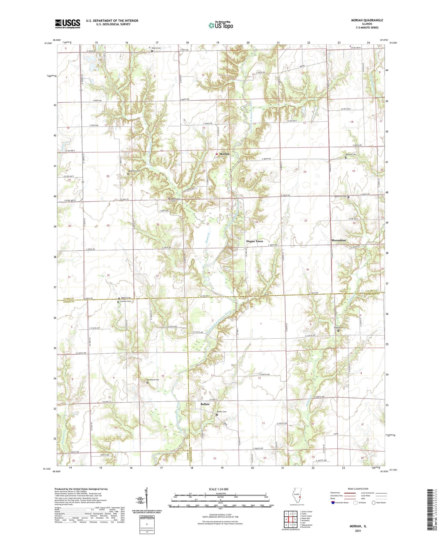 Moriah Illinois US Topo Map Image