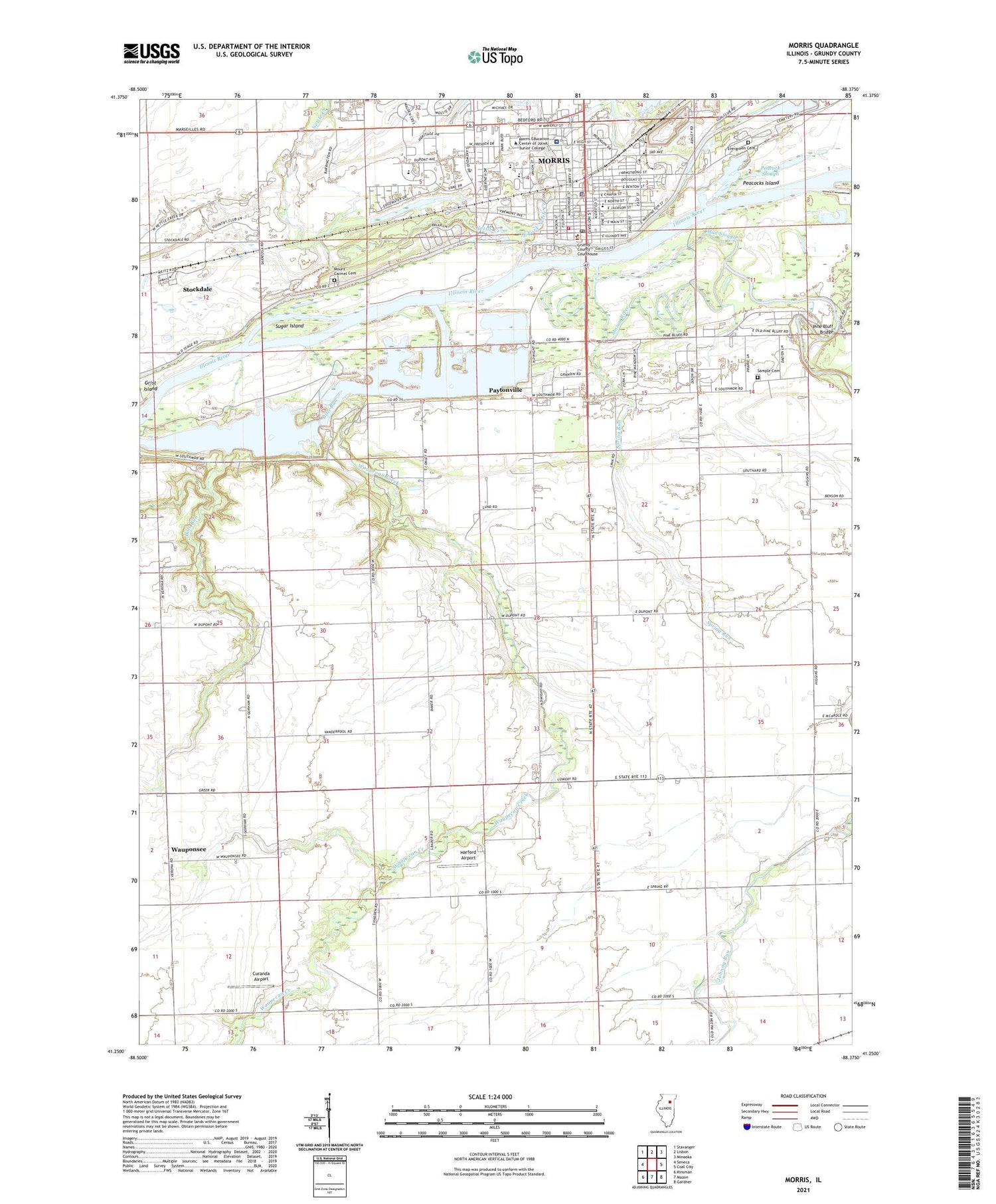 Morris Illinois US Topo Map Image