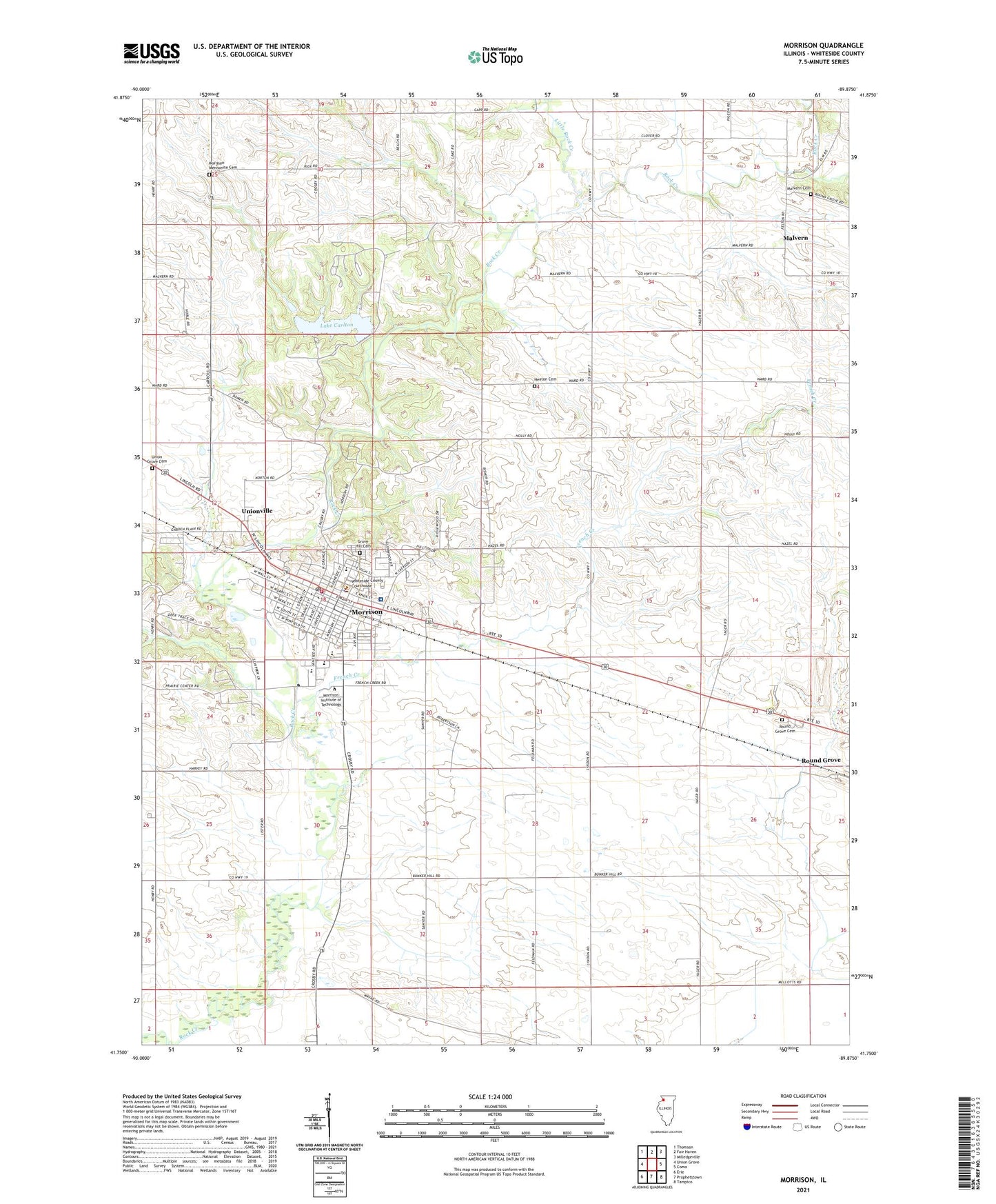 Morrison Illinois US Topo Map Image