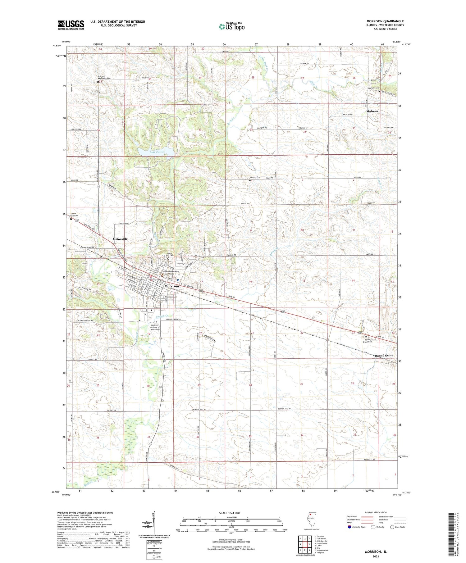 Morrison Illinois US Topo Map Image