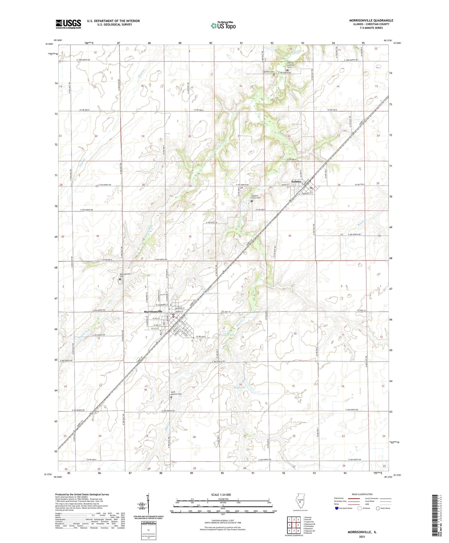 Morrisonville Illinois US Topo Map Image
