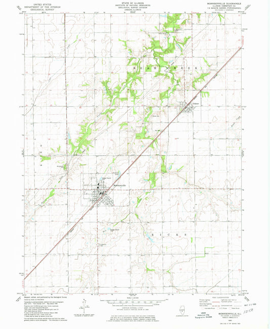 Classic USGS Morrisonville Illinois 7.5'x7.5' Topo Map Image