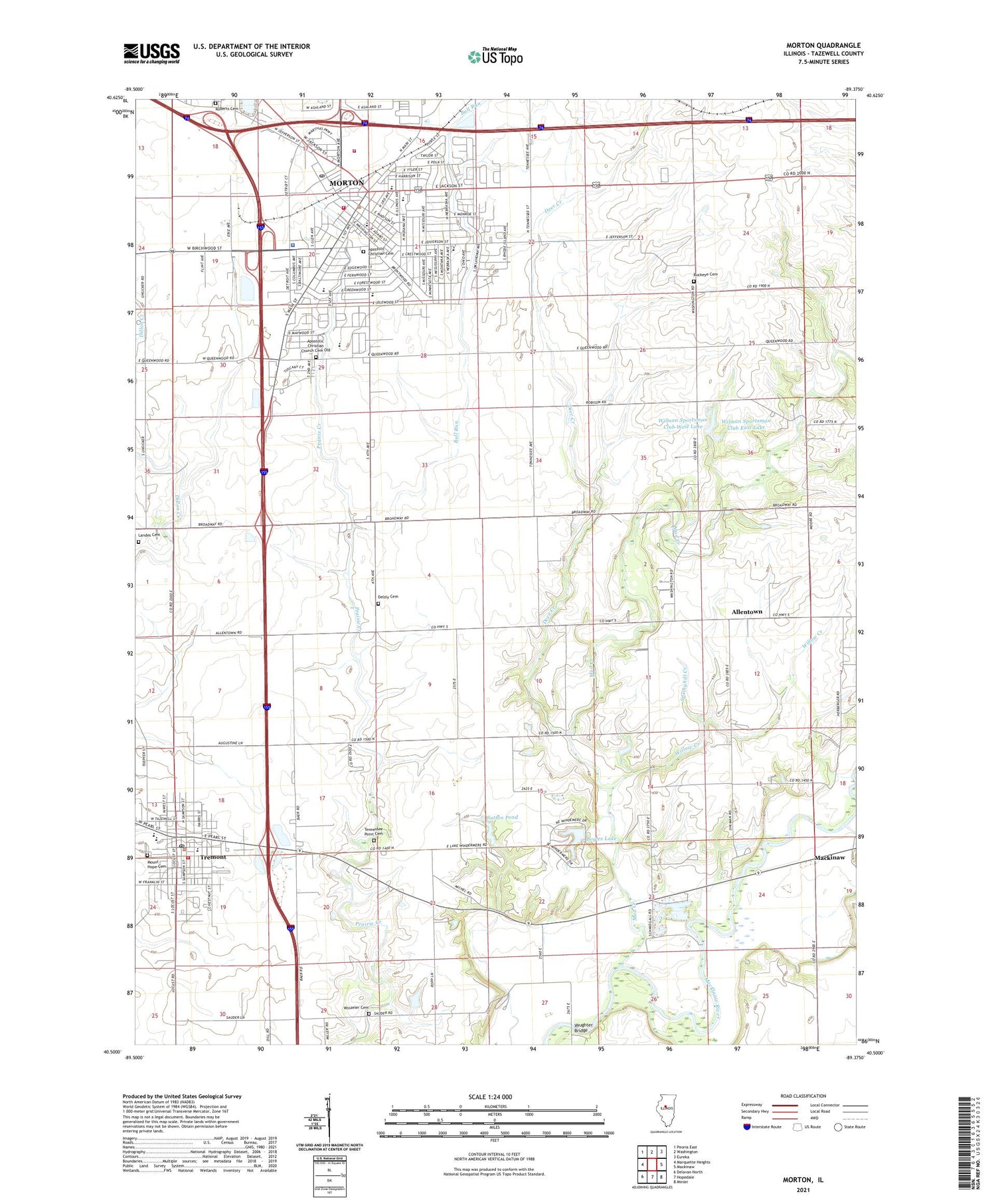 Morton Illinois US Topo Map Image