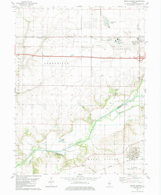 Classic USGS Mount Auburn Illinois 7.5'x7.5' Topo Map Image