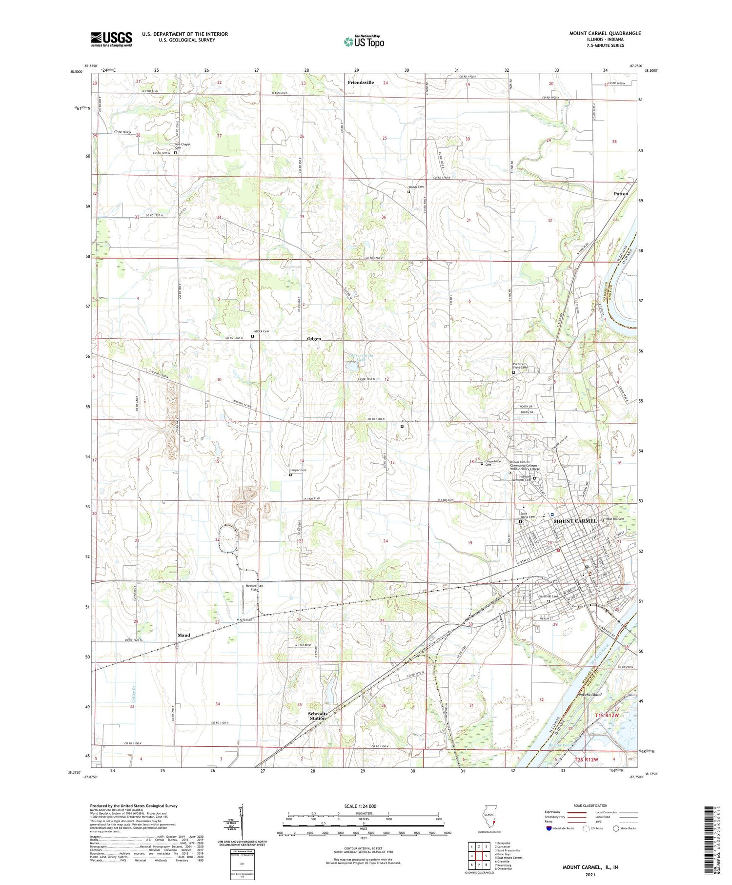 Mount Carmel Illinois US Topo Map Image