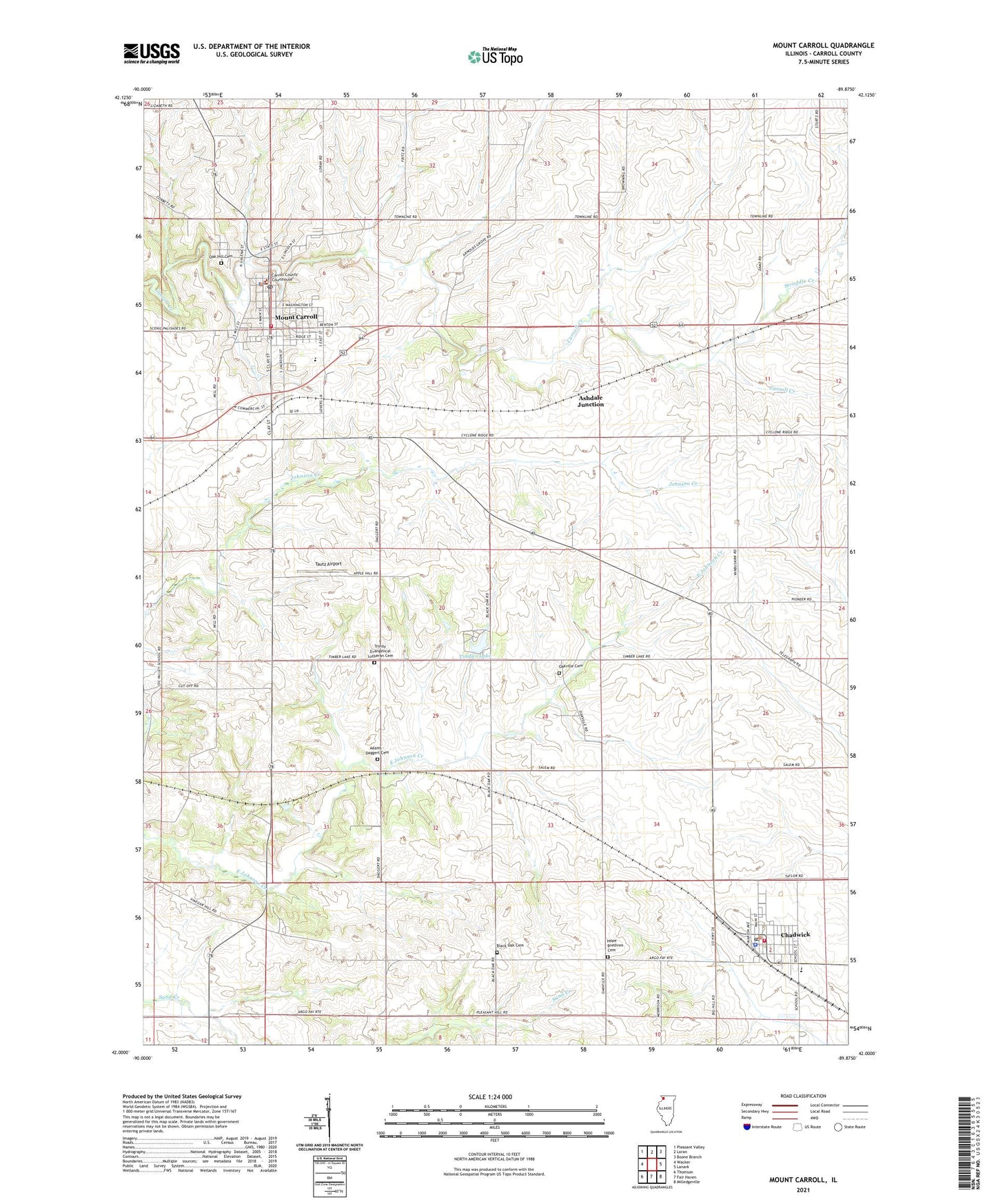 Mount Carroll Illinois US Topo Map Image