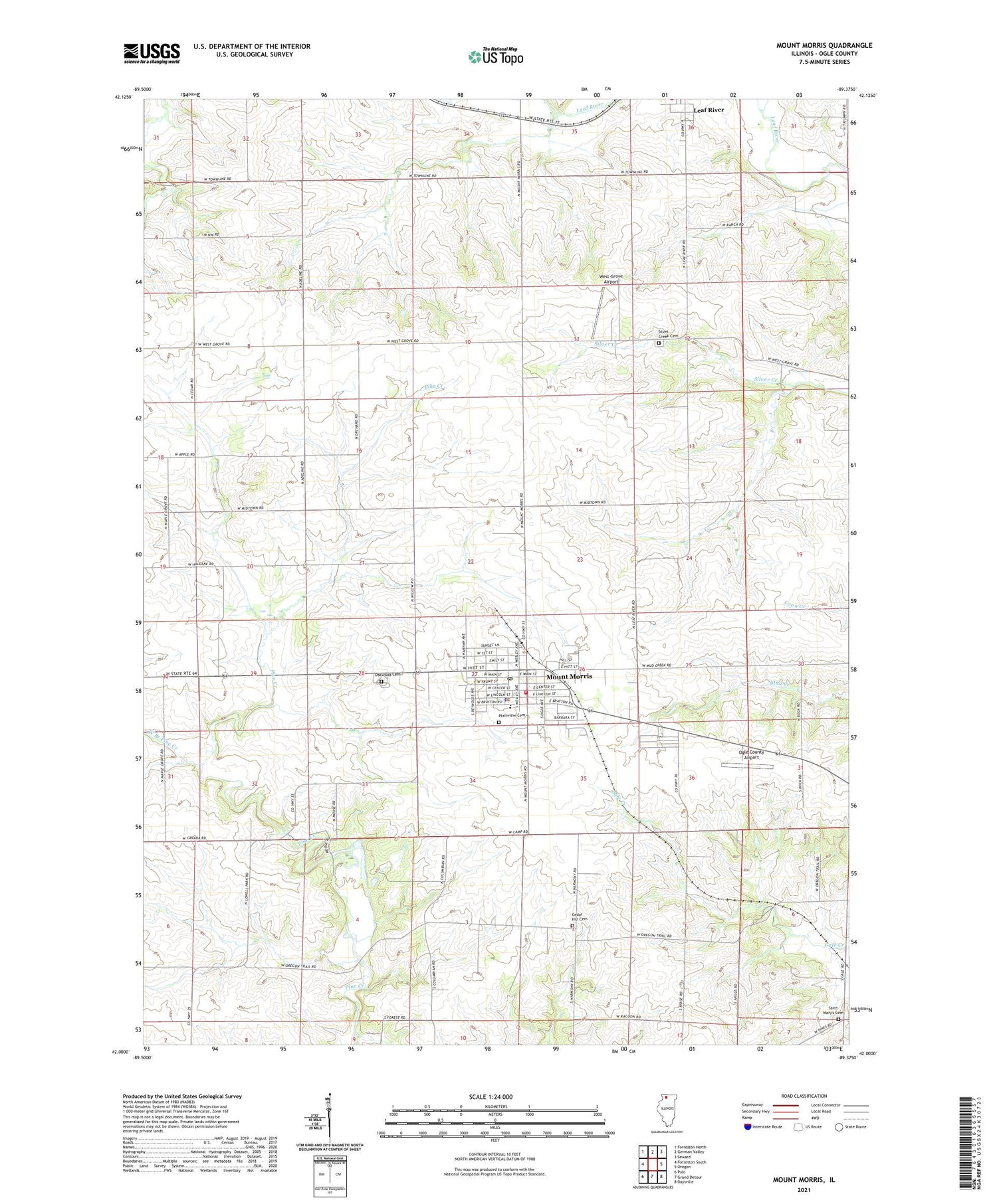 Mount Morris Illinois US Topo Map Image
