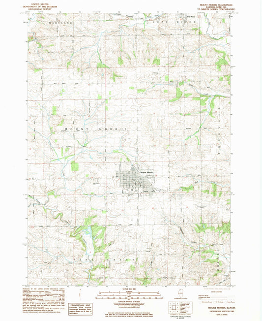 Classic USGS Mount Morris Illinois 7.5'x7.5' Topo Map Image
