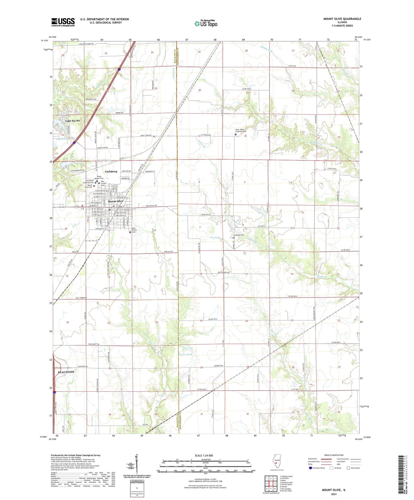 Mount Olive Illinois US Topo Map Image