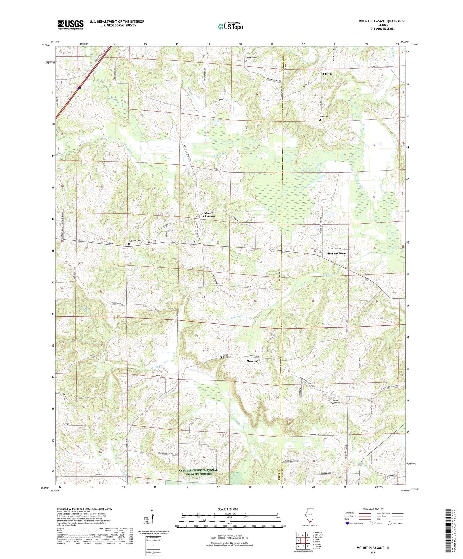 Mount Pleasant Illinois US Topo Map Image