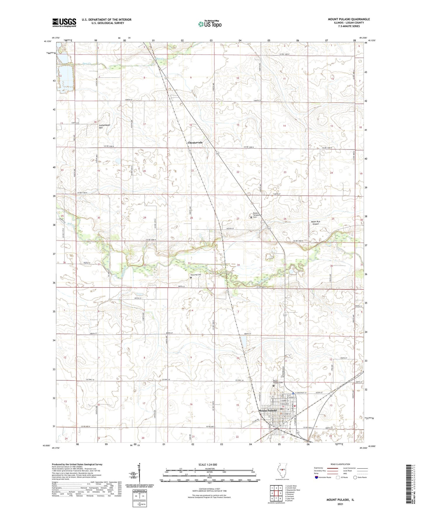 Mount Pulaski Illinois US Topo Map Image