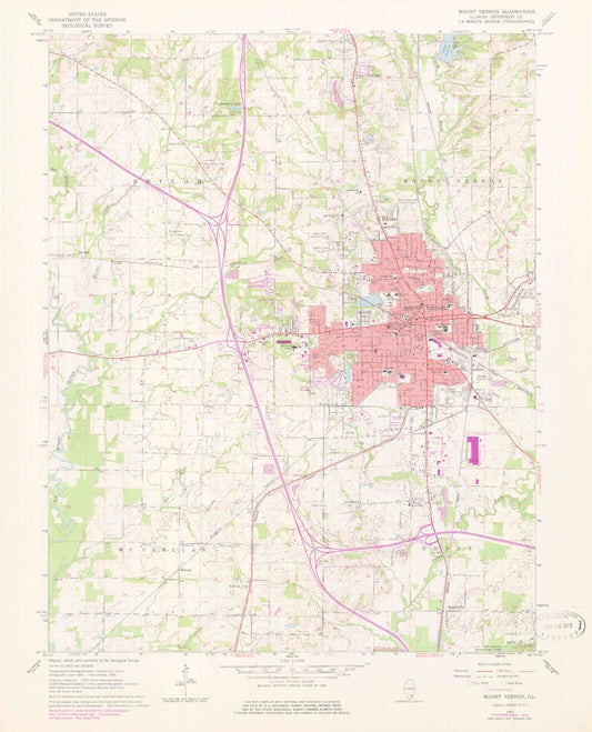 Classic USGS Mount Vernon Illinois 7.5'x7.5' Topo Map Image
