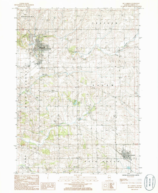 Classic USGS Mount Carroll Illinois 7.5'x7.5' Topo Map Image