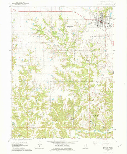 Classic USGS Mount Sterling Illinois 7.5'x7.5' Topo Map Image