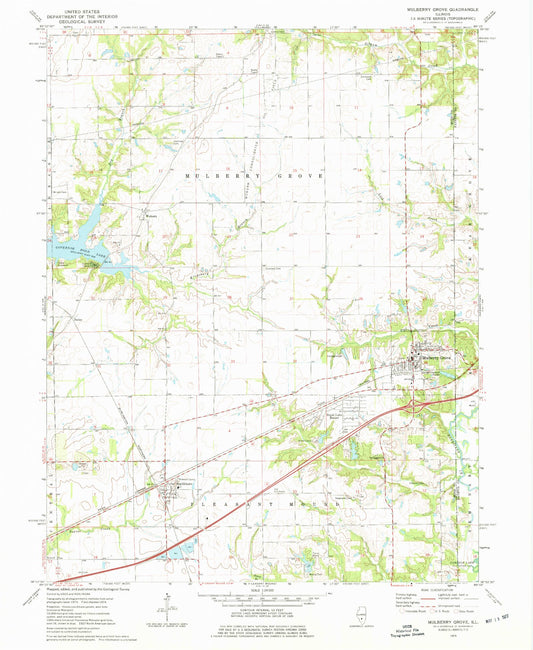 Classic USGS Mulberry Grove Illinois 7.5'x7.5' Topo Map Image