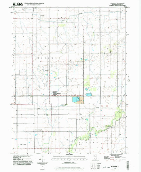 Classic USGS Murdock Illinois 7.5'x7.5' Topo Map Image