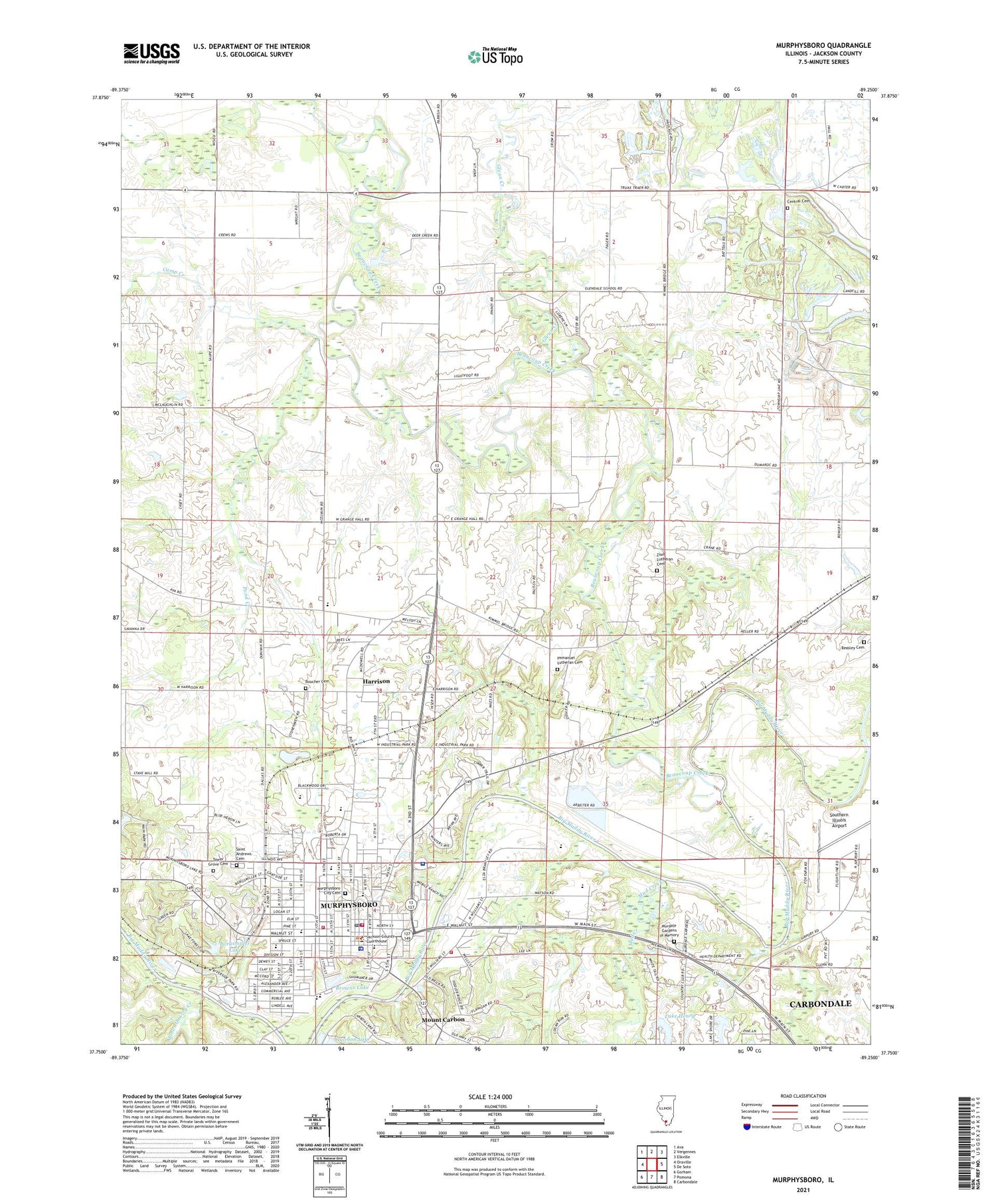 Murphysboro Illinois US Topo Map Image
