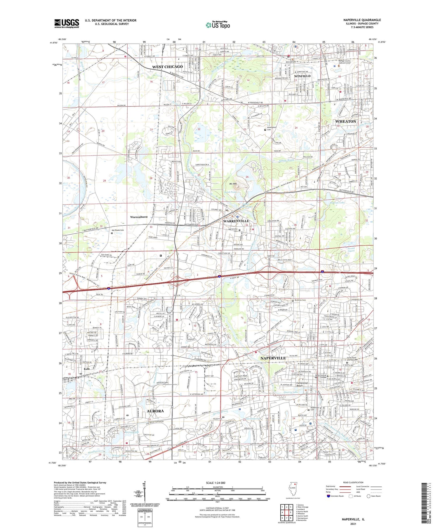 Naperville Illinois US Topo Map Image