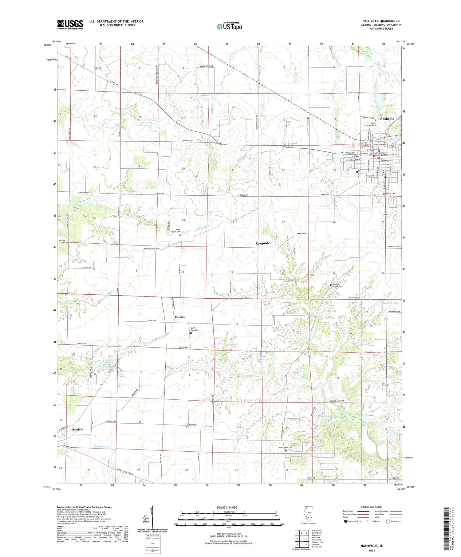 Nashville Illinois US Topo Map Image