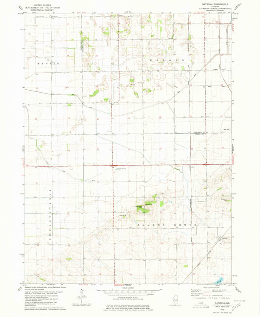 Classic USGS Natrona Illinois 7.5'x7.5' Topo Map Image