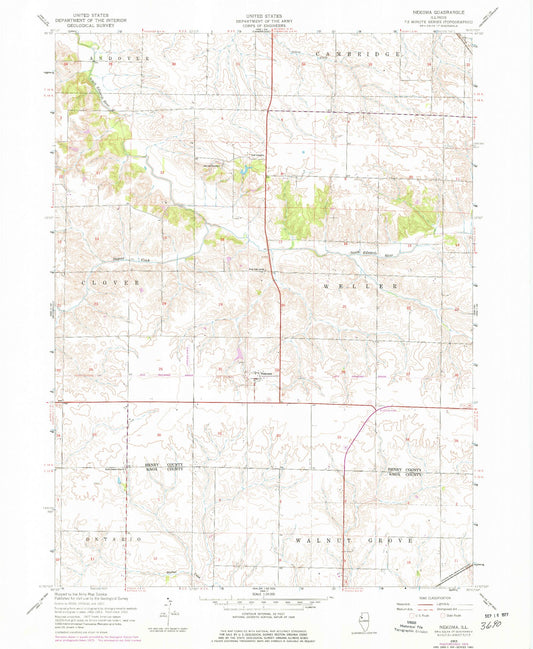 Classic USGS Nekoma Illinois 7.5'x7.5' Topo Map Image
