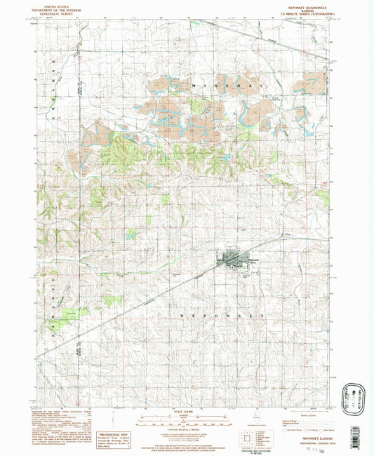 Classic USGS Neponset Illinois 7.5'x7.5' Topo Map Image