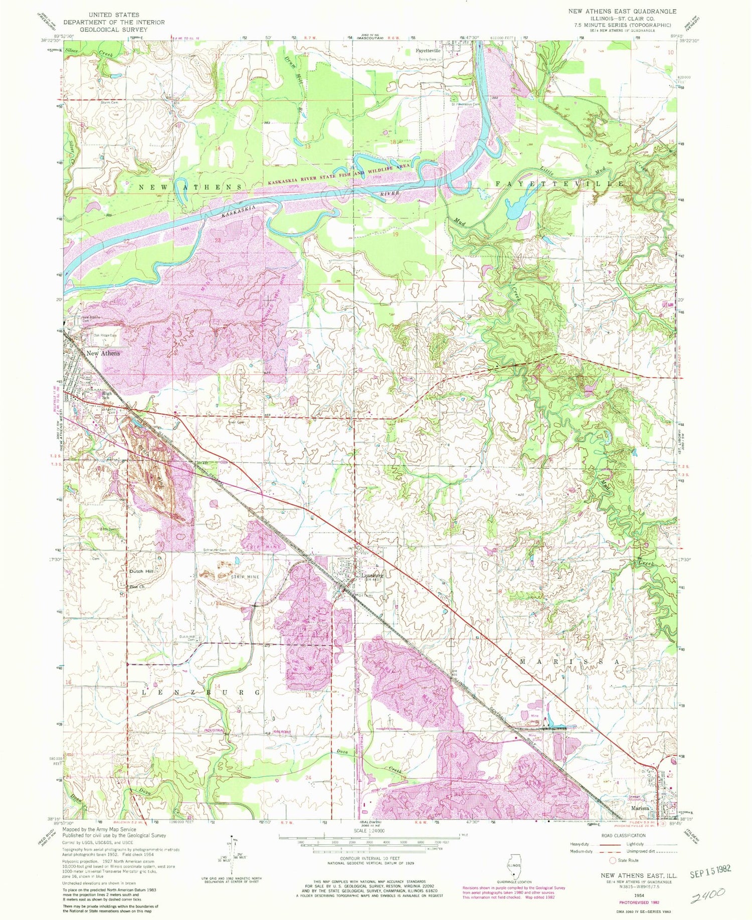 Classic USGS New Athens East Illinois 7.5'x7.5' Topo Map Image