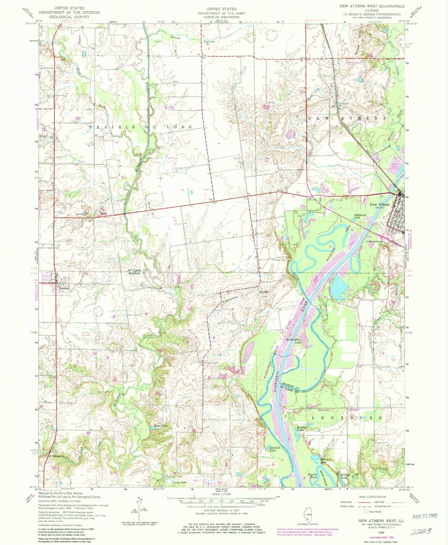 Classic USGS New Athens West Illinois 7.5'x7.5' Topo Map Image